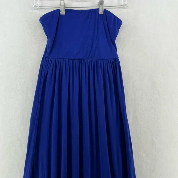 Forever 21 Maxi Dress Women's Sz Small Royal Blue Strapless Pleated Long - Picture 5 of 10